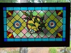 Antique Architectural Salvage Window Leaded Stained Glass 40 x25  Framed