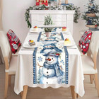 Blue Snowman Table Runner 14x70in Winter Kitchen Dining Table Decor