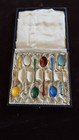 12 Vtg Sterling Silver Guilloche Enamel Ela Denmark Spoons In Boxes  Zz467