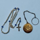Religious Vintage Rosary Pyx Trinket Brass Metal Hinged Case Box Pocket Keychain