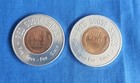 2  red Goose Shoes  Advertising Good Luck Horseshoe Token Encased Penny