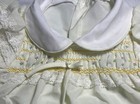 Vtg Smocked Baby Dress Puff Sleeve  Lace Trim Yellow 3-6 Months  Embroidered