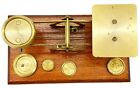 Antique Old English Post Office Brass Balance Scale W  4 Weights