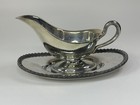 Vintage Silverplate Gravy Sauce Boat Set By Poole