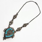 Nepalese Tibetan Vtg Turquoise Coral Stones Old Unique Necklace Missing 3 Stones