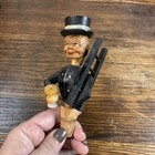 Vintage Carved Wooden Ladder Man Bottle Stopper Mechanical Cork