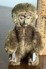 Rare 1950s Schuco Miniature Mohair Monkey Dk Brown 3  Tattered So Cute  Must See