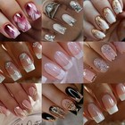 216p 9pack  Assorted Press On Nails Glitter Gradient Geometric Wearable Nail Art