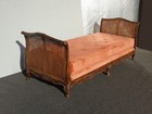Vintage French Louis Xvi Daybed   Cane Bed W Orange Velvet   Chaise Lounge