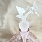 Vintage Pink Crackle Glass Perfume Bottle W  Hummingbird Stopper Excellent Cond 
