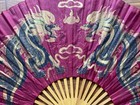 Decorative Dragon Wall Fan Hand Painted Vintage Large 60    X 36   