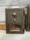 3 Sm Antique Usps Greek Key Mail Post Office Box Door Us Brass Glass Window Bank