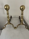 Vintage Brass Fireplace Andirons - Solid Brass - 18  Tall