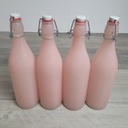     4 bormioli Rocco Giara Swing   top Bottles Frosted Pink Glass 33 75 Oz Italy New