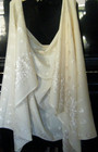 Antique Kashmiri Wool Shawl Ivory Color White Silk Hand Emb dered Designs 34x78 