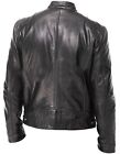 Cafe Racer Biker Leather Jacket  Black   Brown Soft Sheep Skin Leather 