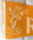 Vtg 1940s Rodeo Souvenir Pennant Banner Flag 29  Let  er Buck Cowboy On Bronco