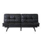 71  Full Wide Leather Futon Split Back Convertible Sofa