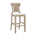 Rustic High Back Bar Stool Indoor Comfortable Upholstered Seat Woven Rattan New