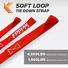 6 Pack 1  X 12  Soft Loop Tie Down Straps 4500lbs -red -for Motorcycle atv   