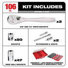 Milwaukee 48-22-9486 1 4 -3 8    Ratchet Socket Set W  Packout Case - 106pc