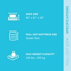 Intex Queen Size Inflatable Pull-out Sofa Bed Couch And Chair Sleeper  Dark Gray