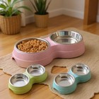 Double Pet Bowls Stainless Steel Dog Cat Feeder Food Water Dish Small Pets