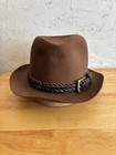 Vintage Stetson Brown Wool Felt Fedora Hat With Custom Braided Band
