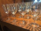 Vintage Optic Tulip Shaped Crystal Wine Glasses Clear Iridescent Set Of 8