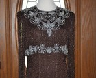 Vintage Brilliante By Ja Expresso Brown Beaded Formal Mother Of The Bride Gown