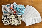 Lot Of 7 Assorted Pocket Cloth Diapers W 7 Liners Alvababy   Blueberry
