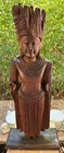 Antique 19th Century Large Burmese Crown Standing Buddha Carved Teak Wood Statue