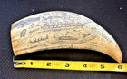 Vintage Scrimshaw Faux Whale Tooth - The Ship  Starbuck new Bedford Ma