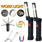 2 Pack Magnetic Base Led Cob Work Light Rechargeable Mechanic Torch Flashlight