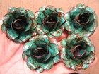 Five Distressed Green Roses  Metal Flowers For Craft  Jewelry  Embellishments 5
