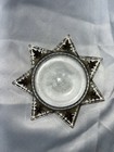 Antique Goofus Glass 7 Point Star Mourning Magnifying Paperweight 