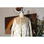 Van Ziang 1960s Shantung Silk Gown Coat Set Gold Leaf Lurex Brocade Ensemble