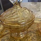 Amber Glass Dressing Table Vanity Set 4 Pc Vintage