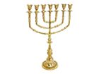 Authentic Menorah Brass 7 Branch Gold Jerusalem Temple 14  - 35cm 7 Branches