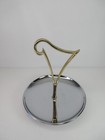 Vtg Chrome   Gold Tone Single Tier Tidbit Serving Dish Tray Handled Mcm Japan
