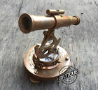 Vintage Solid Brass Theodolite Survey Alidade   Telescope Compass Instrumen