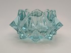 Vintage Indiana Glass Aqua Blue Or Teal Mcm Starburst Votive Candle Holder 2 x4 