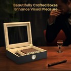 Handmade Wooden Cigar Humidor Desktop 20-30 Counts Capacity Glass Top Cigar Box