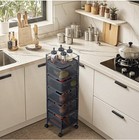 5 Tier Slim Storage Cart Rolling Kitchen Shelving Unit Narrow Cart Storage Shelf