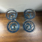 Set Of 4 Vintage Fostoria Jamestown Blue 6    Footed Wine Water Glasses Euc