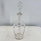 Antique Bohemian Hand Blown Glass Cruet Decanter Enamel Floral Applied Handle