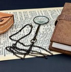 10x Magnifying Glass Necklace     Vintage Pocket Magnifier  Antique Brass