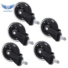 5pack Heavy Duty Office Chair Caster 3inch Rubber Swivel Wheels Without Brakes