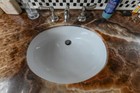Dark Wooden Single Vanity With Sink And Faucet  no Countertop 