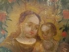 Original Circa 1800 Spanish Retablo Madonna And Child Enthroned